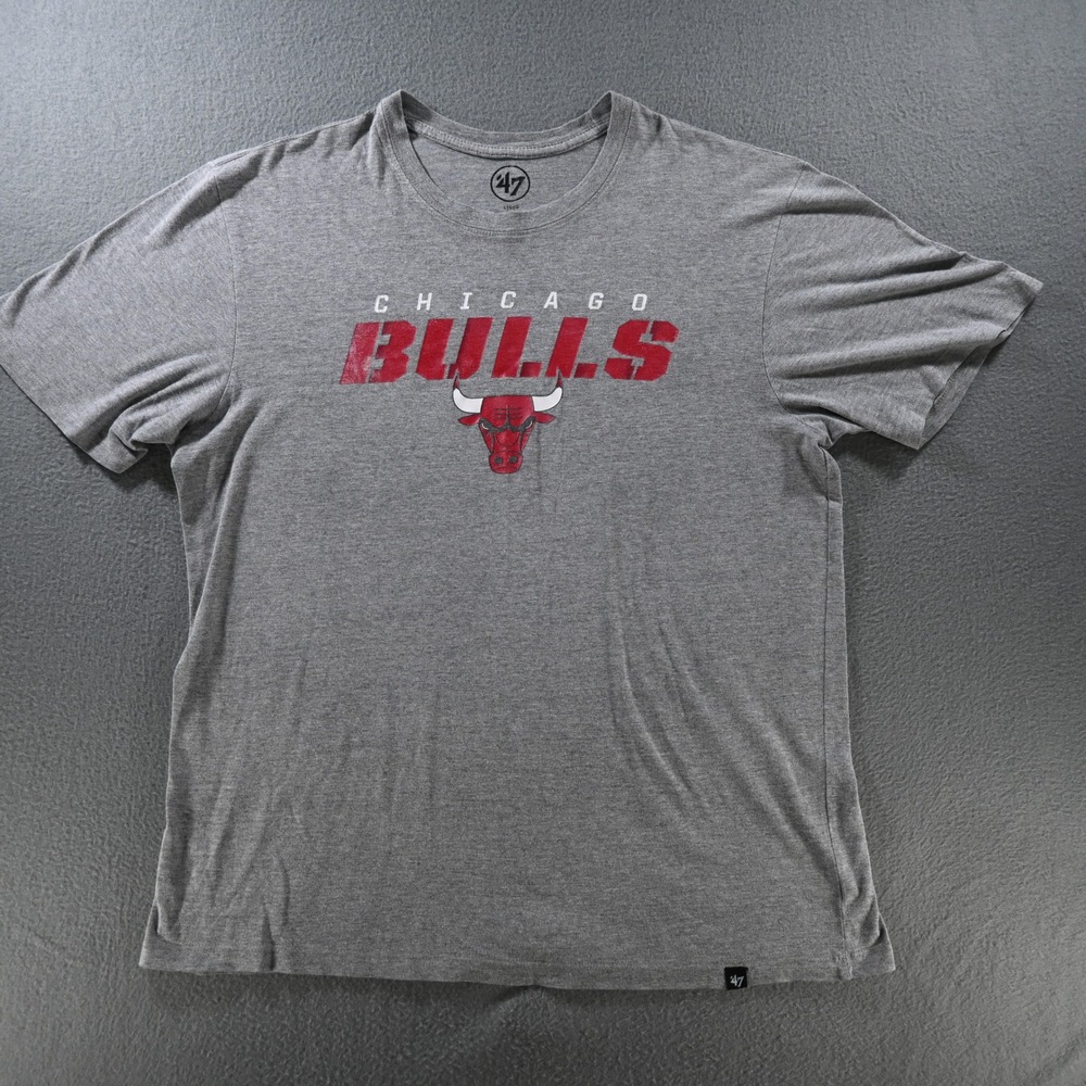 '47 Mens Chicago Bulls Graphic T-Shirt Size Large Gray NBA Basketball Tee